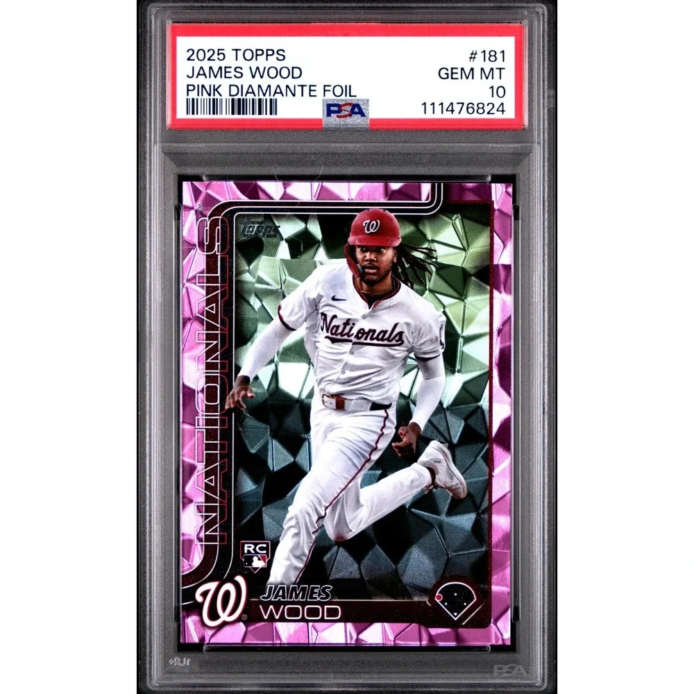 2025 Topps Series 1 - James Wood #181 Pink Diamante Foil (RC) - PSA 10 GEM POP 4